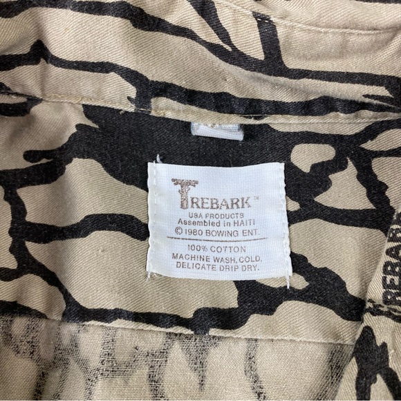 Vintage 80s Camouflage Trebark Camo Brown Hunting Pocket Polo Shirt Men’s Sz XL - Picture 2 of 12